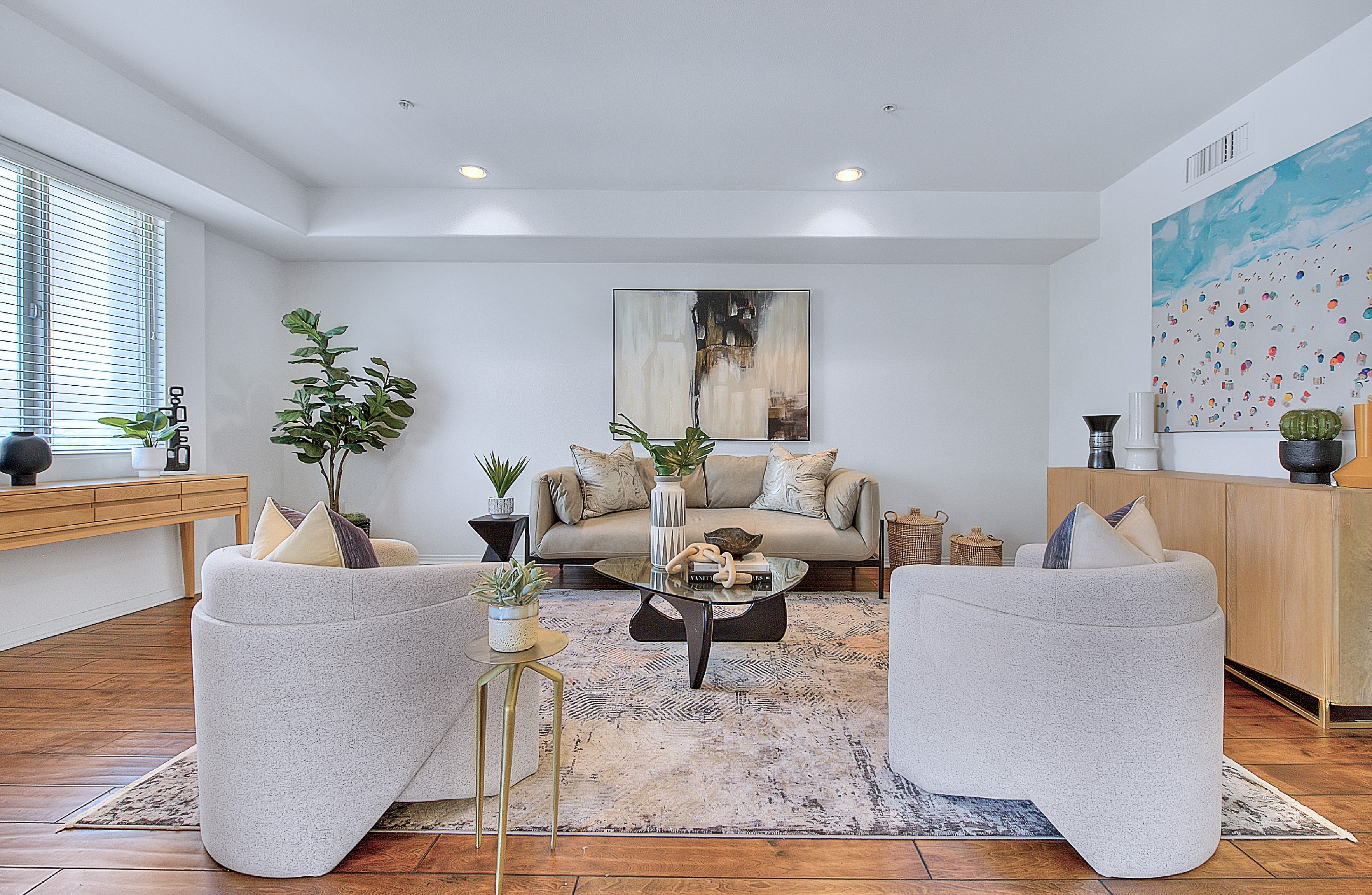 Staged downtown condo living room — home staging, Los Angeles