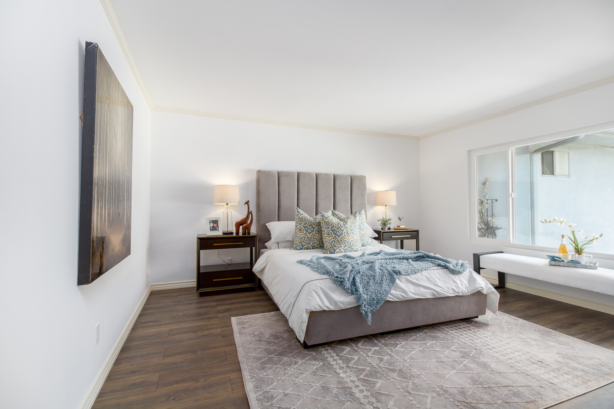 Staged master bedroom — vacant property home staging, Greater Los Angeles