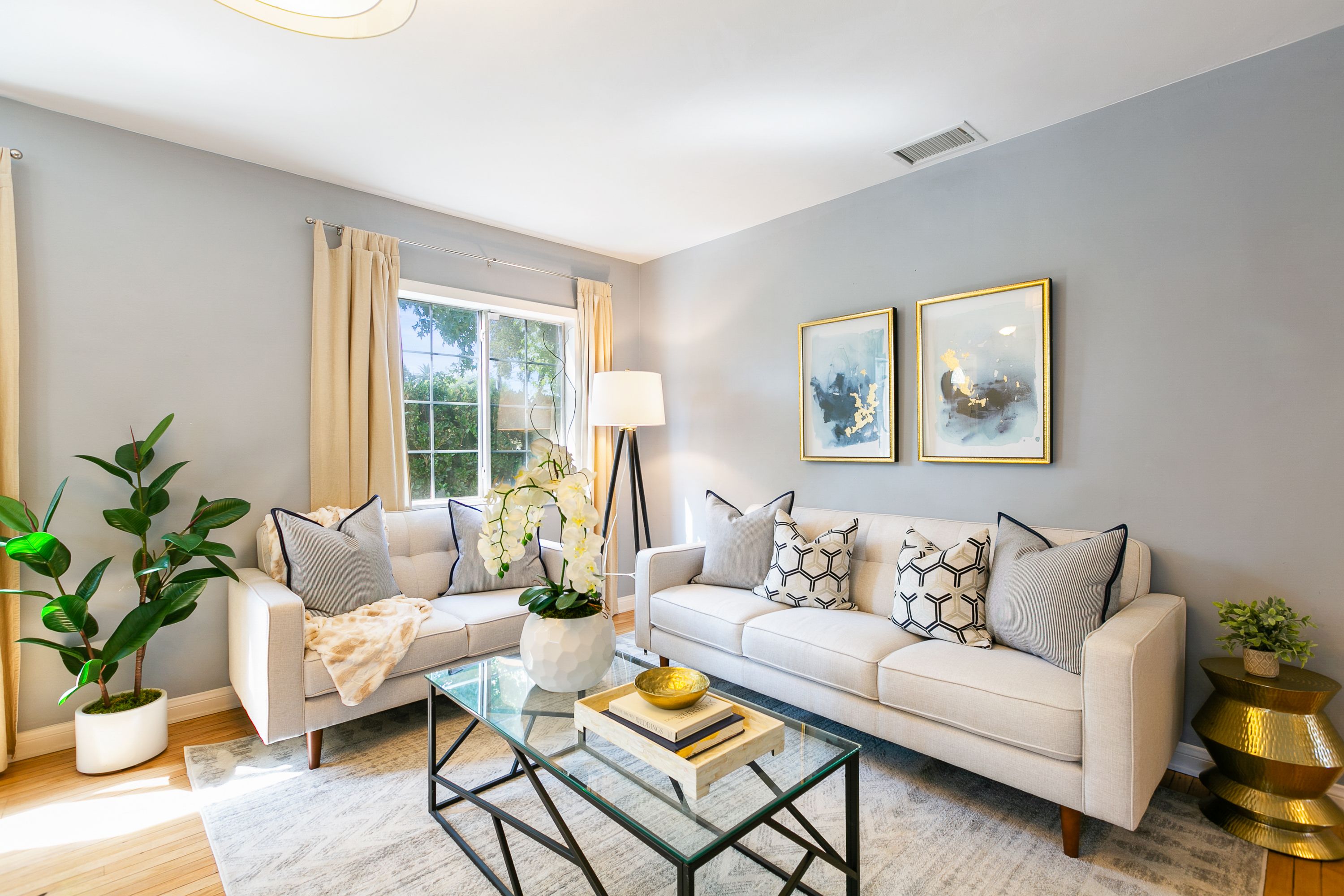 Staged living room — home staging, Greater Los Angeles