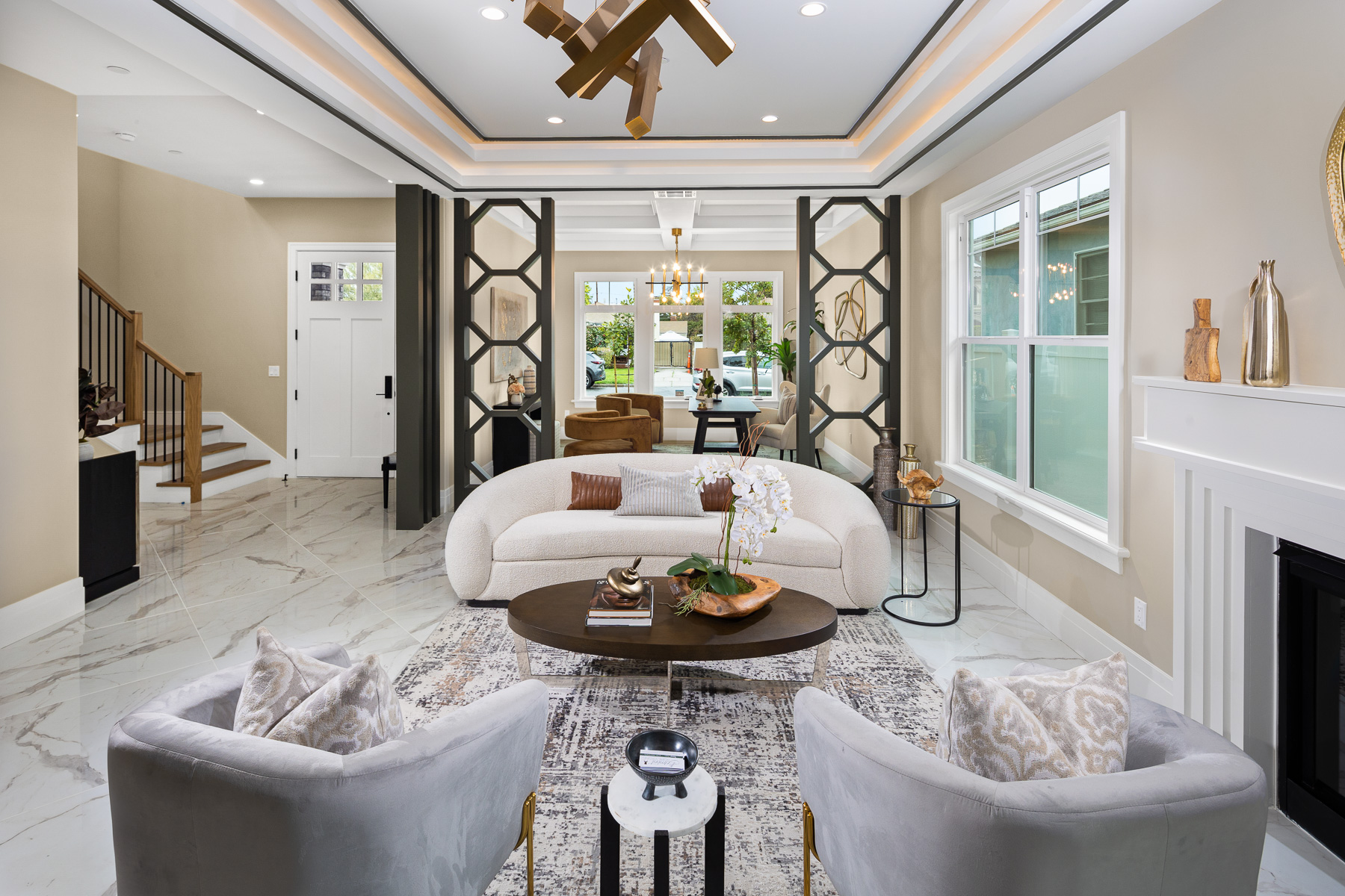 Staged formal living room — luxury vacant property staging, Greater Los Angeles