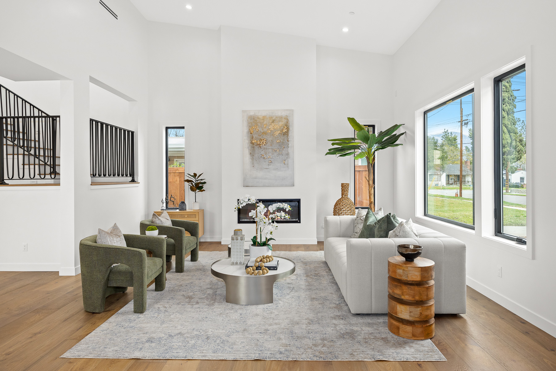 Staged new construction living room